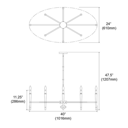 8LT Incandescent Horizontal Chandelier, VB Finish - Elegant Lighting for Your Space