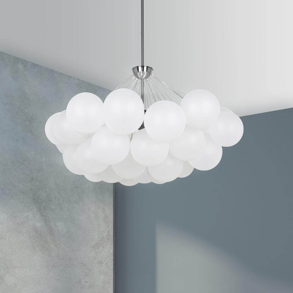 Contemporary Miles Chandelier with Frosted White Glass