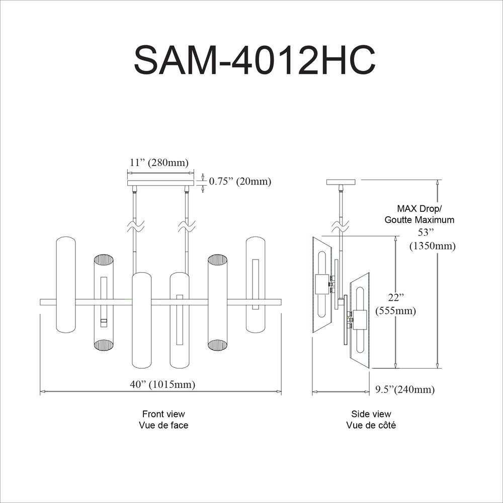 12LT Horiz Chandelier | Elegant Lighting Fixture - Exquisite Clear Fluted Glass