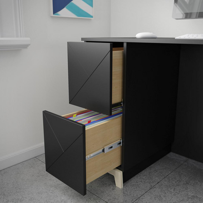 2-Drawer Home Office Desk, Black - Stylish and Functional | Atypik