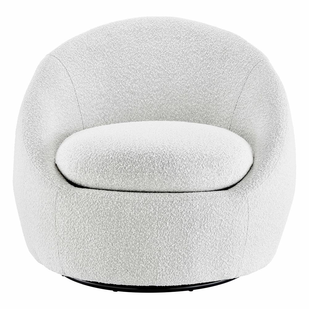 Adelmo Fabric Swivel Accent Chair - Modern Chic Lounge Chair | Boucle Beige & Cardiff Gray