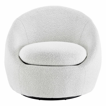 Adelmo Fabric Swivel Accent Chair - Modern Chic Lounge Chair | Boucle Beige & Cardiff Gray