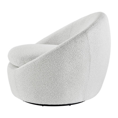 Adelmo Fabric Swivel Accent Chair - Modern Chic Lounge Chair | Boucle Beige & Cardiff Gray