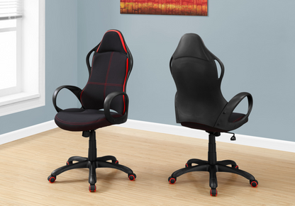 Black Fabric Tufted Seat Swivel Adjustable Gaming Chair - Sturdy Plastic Frame