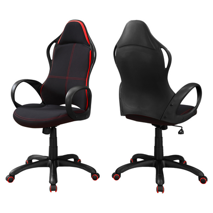 Black Fabric Tufted Seat Swivel Adjustable Gaming Chair - Sturdy Plastic Frame