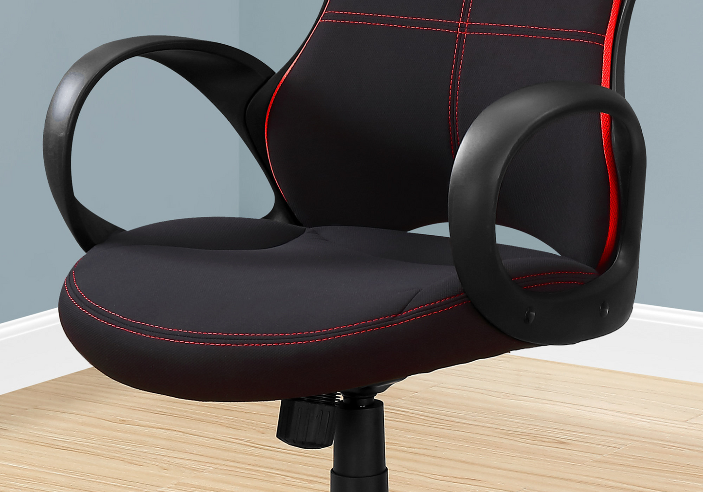 Black Fabric Tufted Seat Swivel Adjustable Gaming Chair - Sturdy Plastic Frame