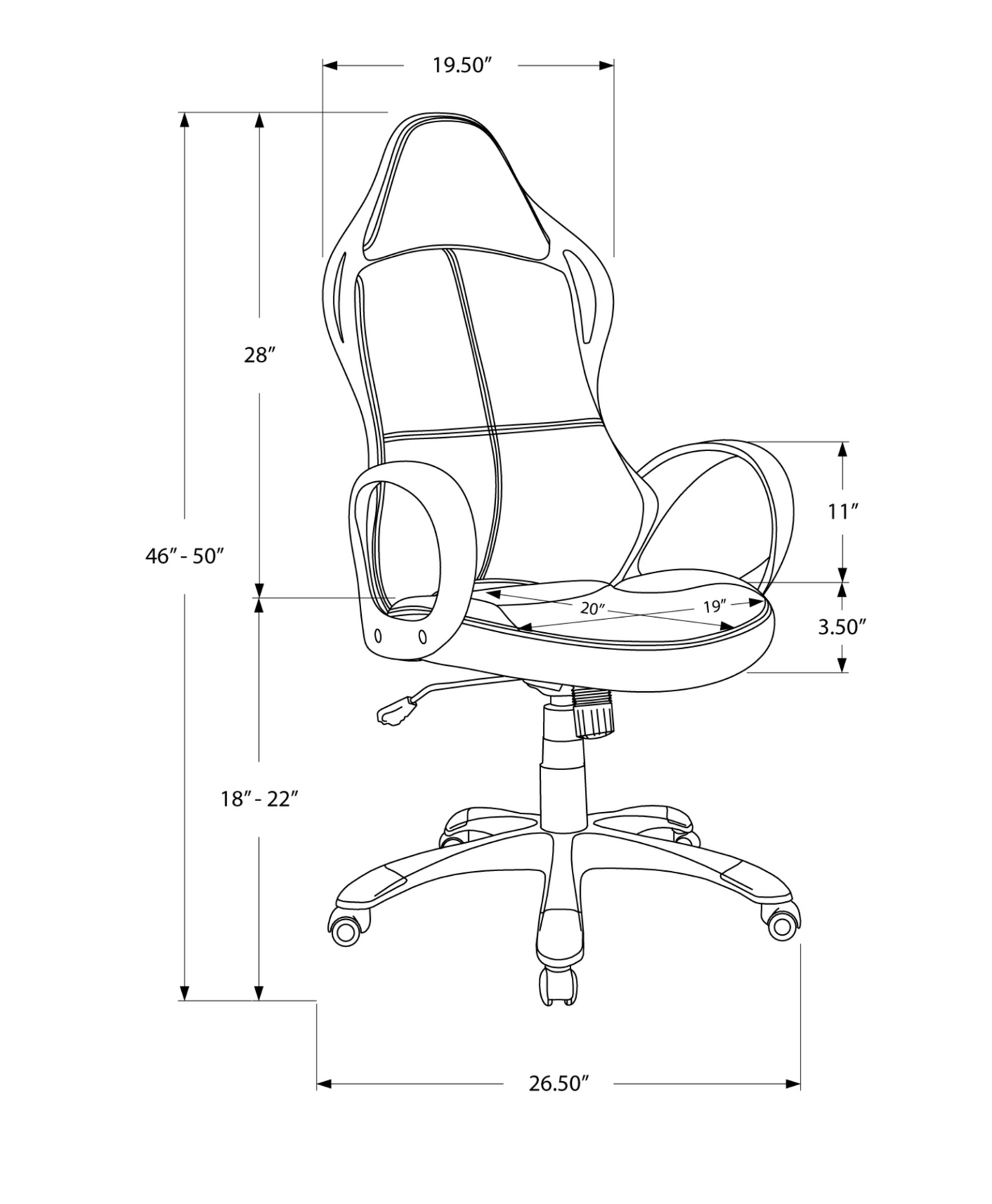 Black Fabric Tufted Seat Swivel Adjustable Gaming Chair - Sturdy Plastic Frame