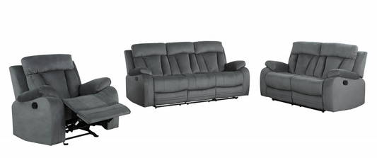 Three Piece Indoor Gray Microsuede Six Person Seating Set - Cozy, Stylish, and Durable