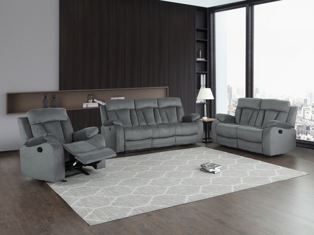 Three Piece Indoor Gray Microsuede Six Person Seating Set - Cozy, Stylish, and Durable