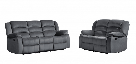 Three Piece Indoor Gray Microsuede Six Person Seating Set | Cozy Haven of Comfort and Style