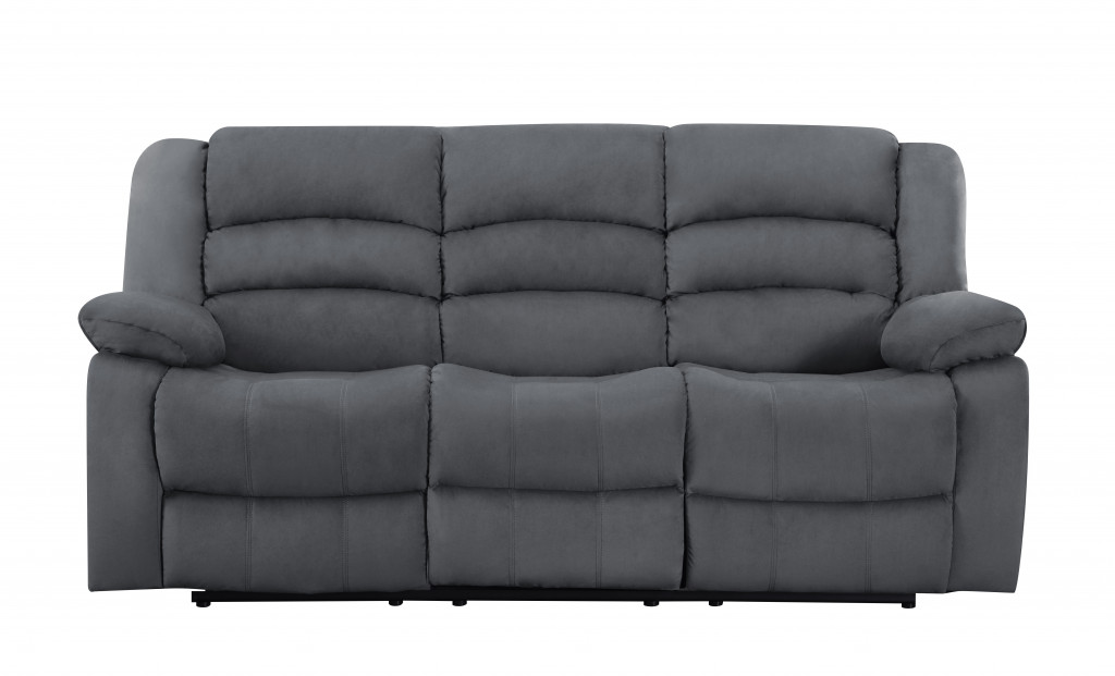 Three Piece Indoor Gray Microsuede Six Person Seating Set | Cozy Haven of Comfort and Style