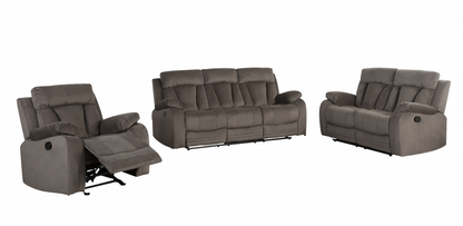 Three Piece Indoor Brown Microsuede Six Person Seating Set | Cozy Haven