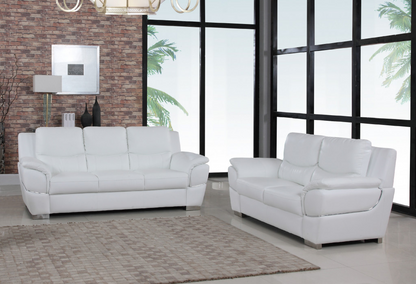 Three Piece Indoor White Genuine Leather Six Person Seating Set - Luxurious and Comfortable Furniture for Your Living Space