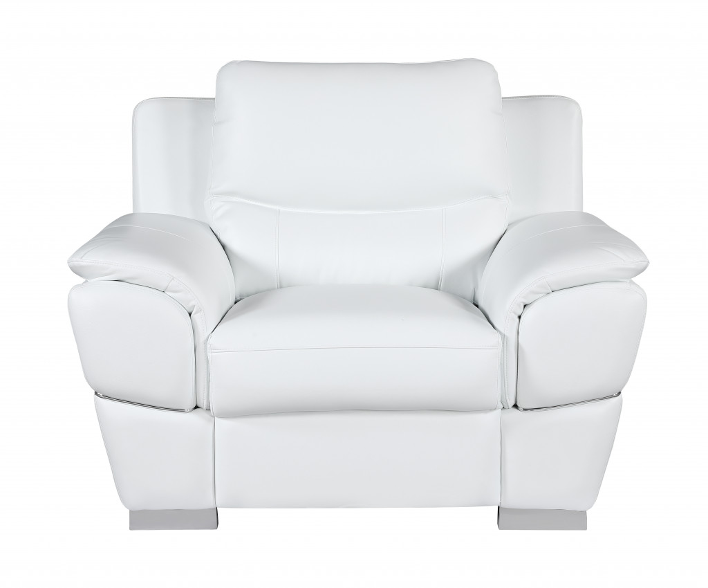 Three Piece Indoor White Genuine Leather Six Person Seating Set - Luxurious and Comfortable Furniture for Your Living Space