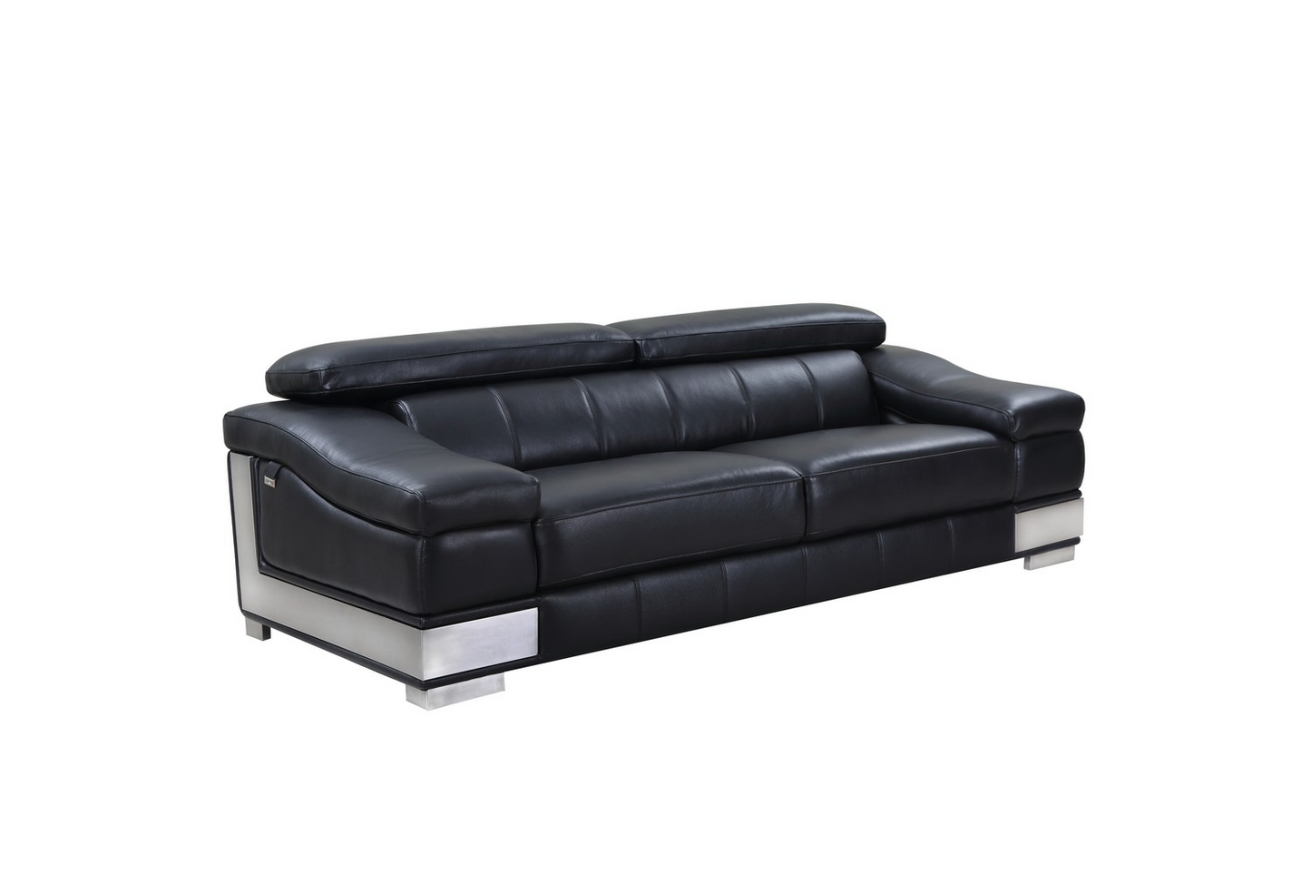 Luxurious Three Piece Indoor Black Italian Leather Six Person Seating Set - Comfort and Style Combined