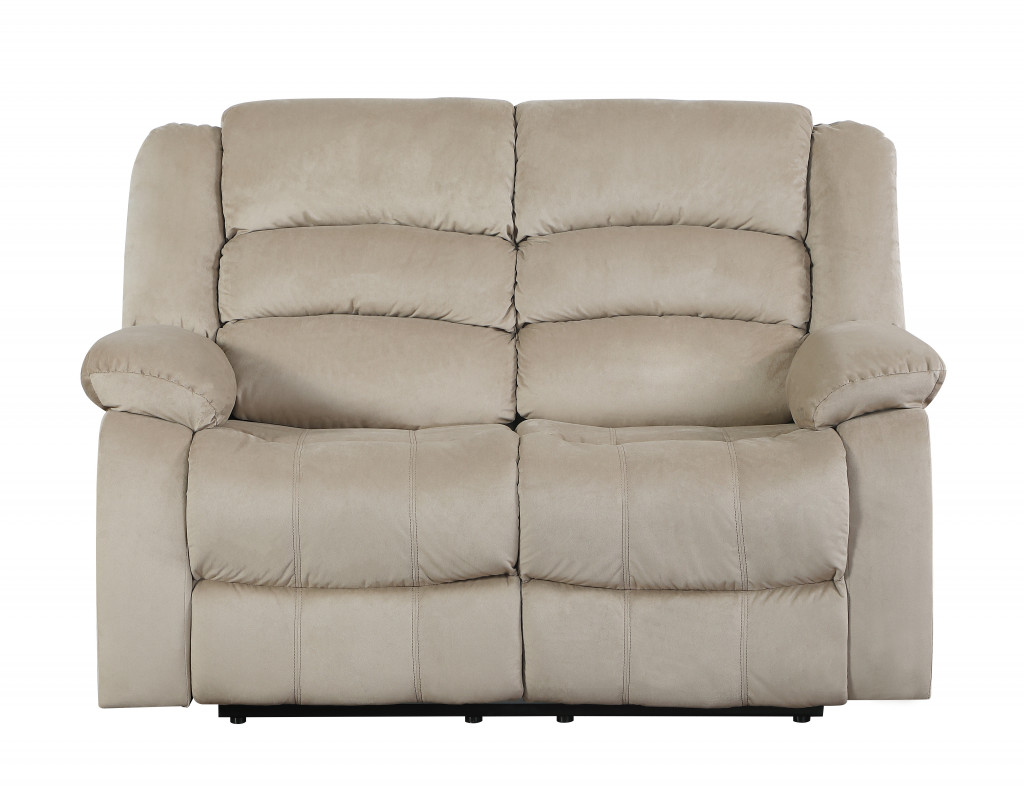 Experience Unparalleled Comfort with the Two Piece Indoor Beige Microsuede Five Person Seating Set