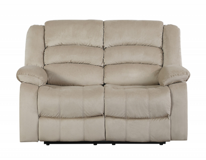 Experience Unparalleled Comfort with the Two Piece Indoor Beige Microsuede Five Person Seating Set