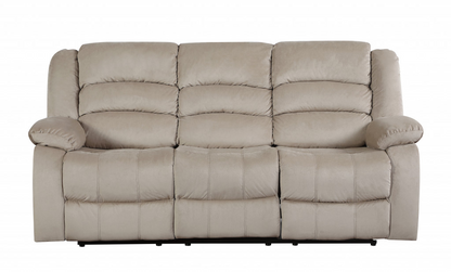 Experience Unparalleled Comfort with the Two Piece Indoor Beige Microsuede Five Person Seating Set