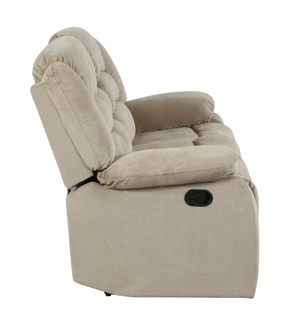 Experience Unparalleled Comfort with the Two Piece Indoor Beige Microsuede Five Person Seating Set