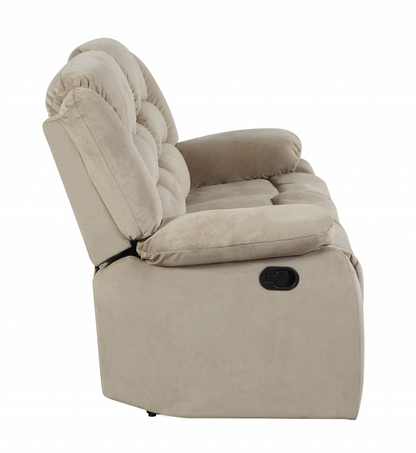 Experience Unparalleled Comfort with the Two Piece Indoor Beige Microsuede Five Person Seating Set