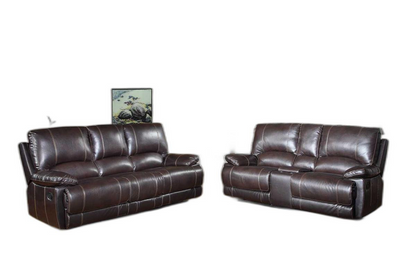 Luxurious Brown Faux Leather Seating Set | 2 Piece Indoor Furniture Collection