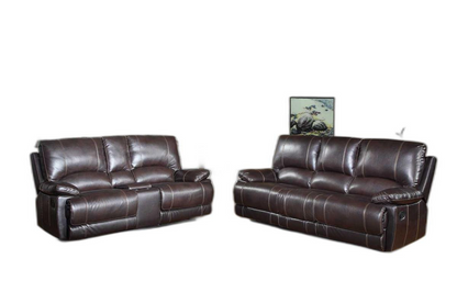 Luxurious Brown Faux Leather Seating Set | 2 Piece Indoor Furniture Collection