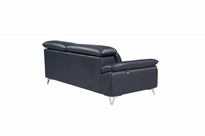 Navy Blue Italian Leather L Shaped Two Piece Sofa and Chaise Sectional - Elegant and Comfortable | Your Space Deserves Luxury