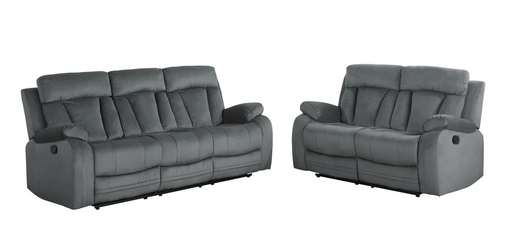 Two Piece Indoor Gray Microsuede Five Person Seating Set - Comfortable and Stylish | [Brand Name]