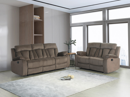 Transform Your Space with the Cozy and Stylish Two Piece Indoor Brown Microsuede Seating Set