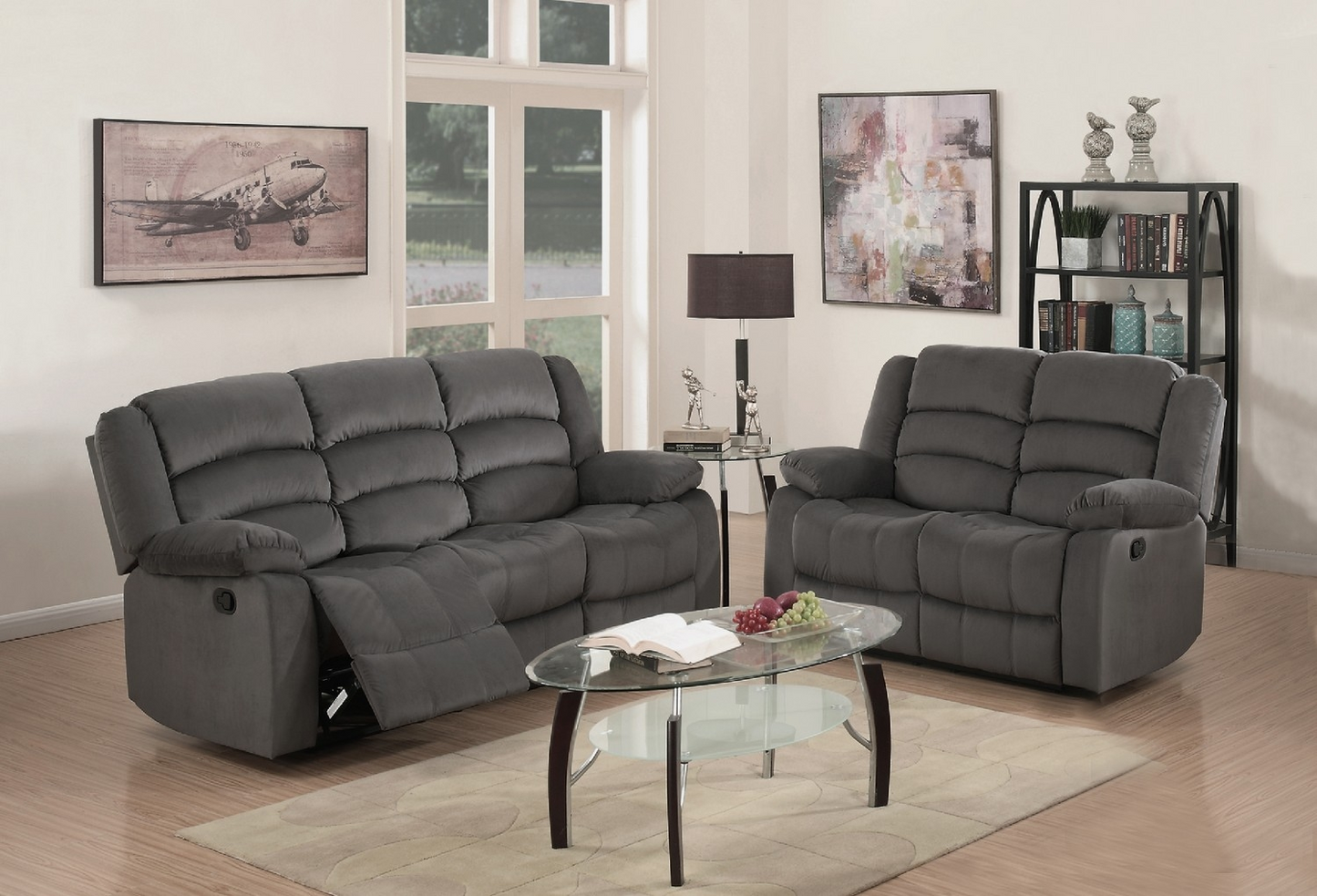 Indoor Gray Microsuede Five Person Seating Set - Luxurious Comfort and Style