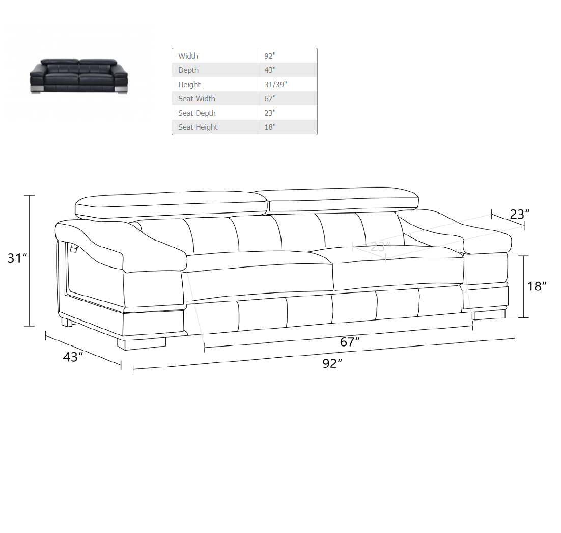 Transform Your Space with the Luxurious Two Piece Indoor Black Italian Leather Five Person Seating Set