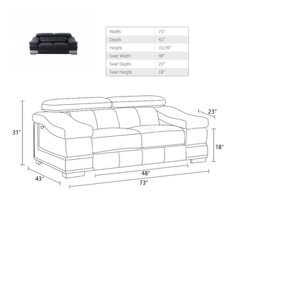 Transform Your Space with the Luxurious Two Piece Indoor Black Italian Leather Five Person Seating Set