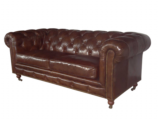 Brown Leather Classic Sofa 2 Places - Premium Comfort and Luxury for Your Living Room