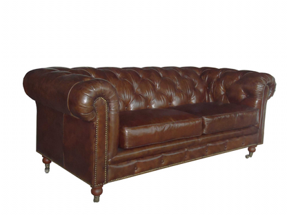 Brown Leather Classic Sofa 2 Places - Premium Comfort and Luxury for Your Living Room