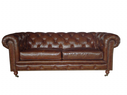 Brown Leather Classic Sofa 2 Places - Premium Comfort and Luxury for Your Living Room