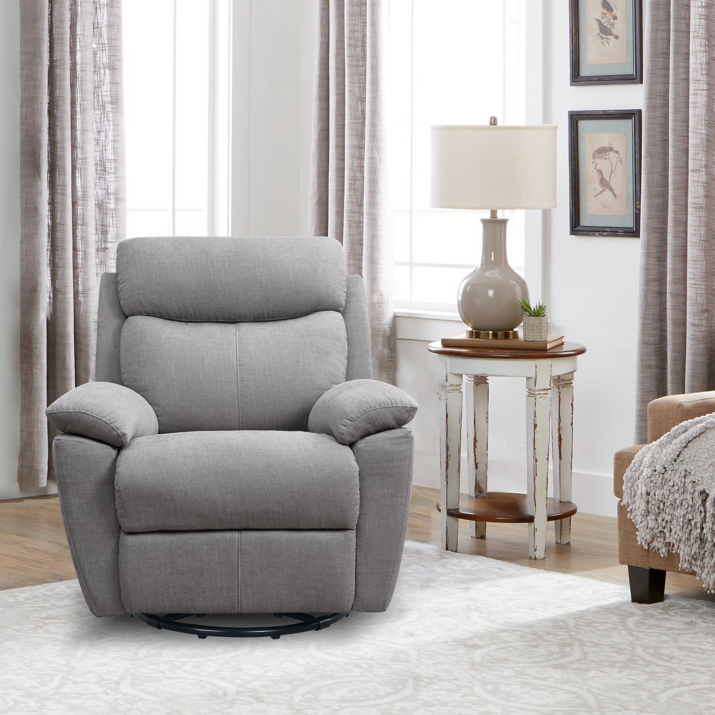 35" Light Gray Fabric Power Recliner With USB - Ultimate Comfort and Convenience