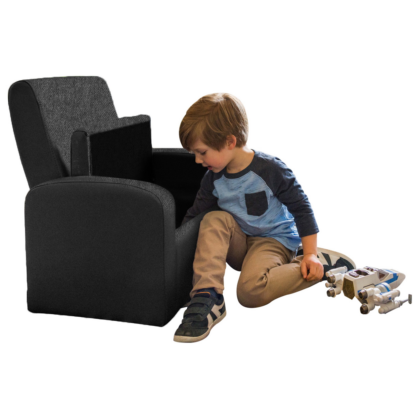 Kids Black Comfy Upholstered Recliner Chair with Storage - Fun, Comfortable, and Versatile!