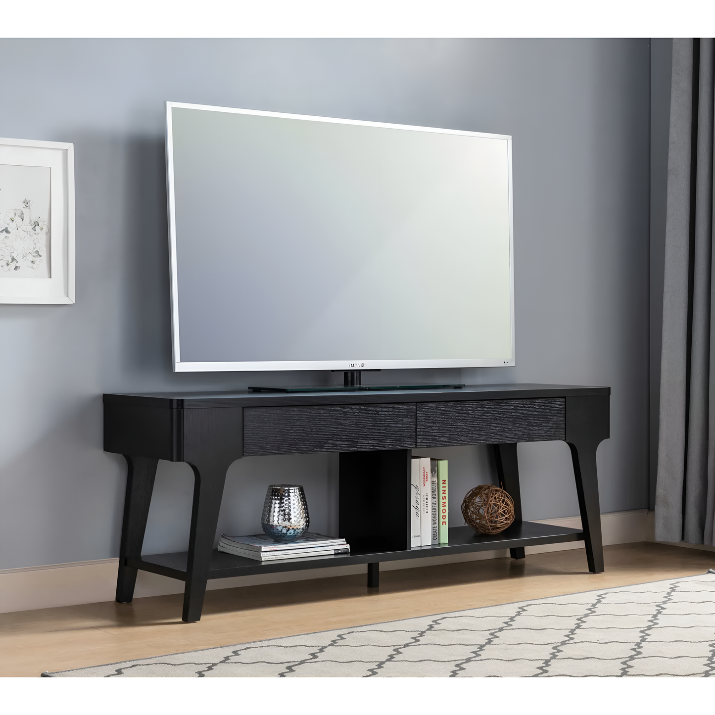 Sleek Modern 60" Black TV Stand with Storage for a Stylish Entertainment Setup