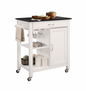 32" X 19" X 34" Black And White Rubber Wood Kitchen Cart - Extra Storage and Work Space