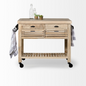 Modern Farmhouse Rolling Kitchen Island Or Bar Cart - Solid Wood, Storage Options, Towel Holders, Easy Mobility