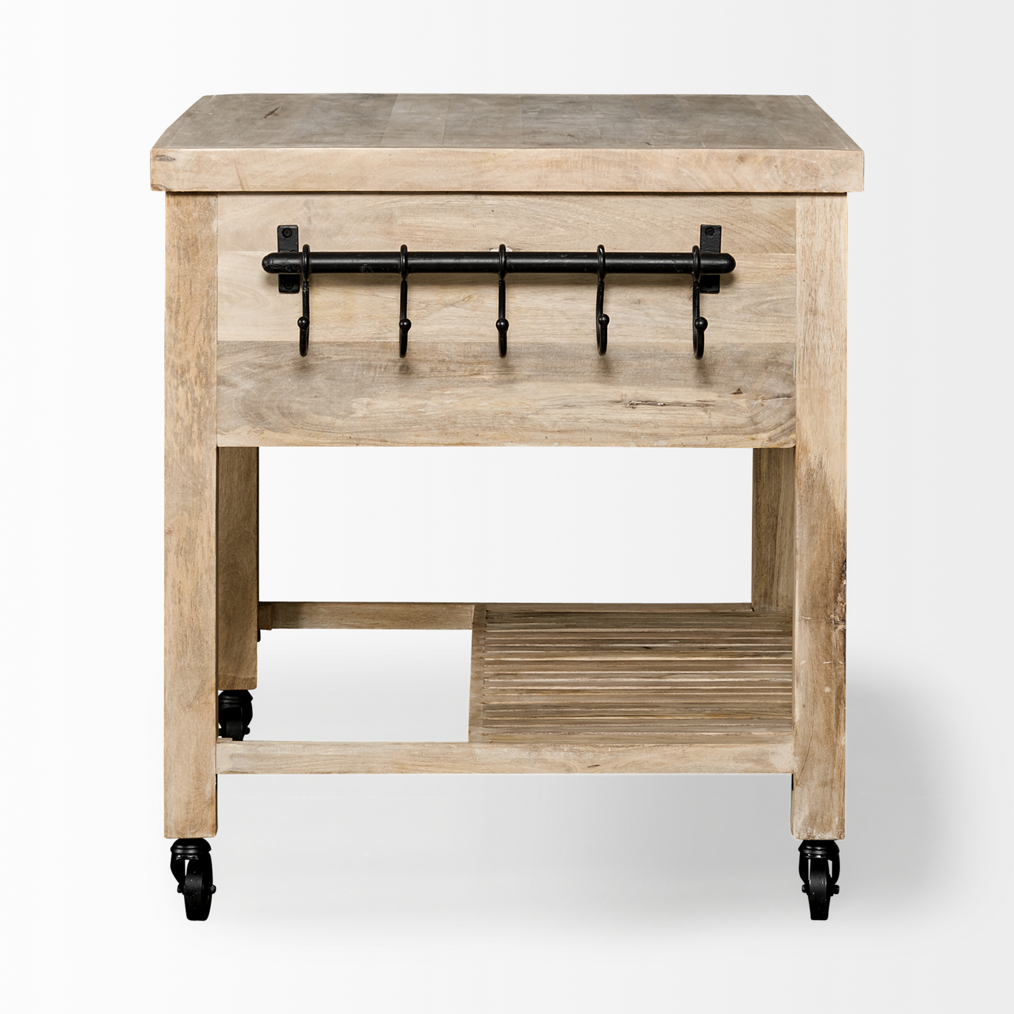 Modern Farmhouse Rolling Kitchen Island Or Bar Cart - Solid Wood, Storage Options, Towel Holders, Easy Mobility