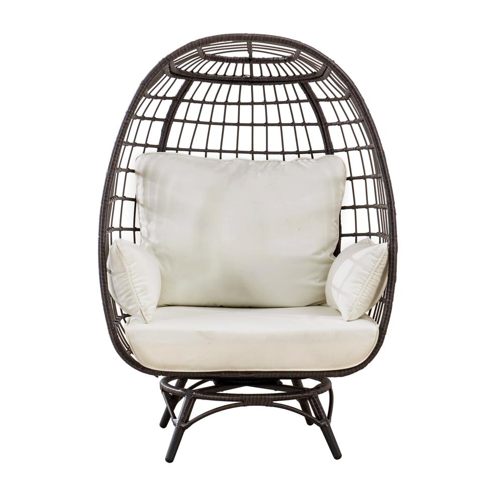 Egg Cuddle Chair Wicker Swivel Lounge Chair | Indoor Outdoor Egg Chair