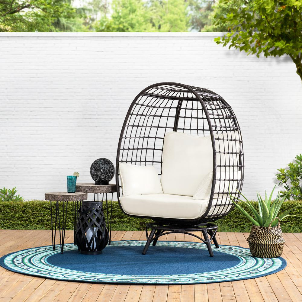 Egg Cuddle Chair Wicker Swivel Lounge Chair | Indoor Outdoor Egg Chair