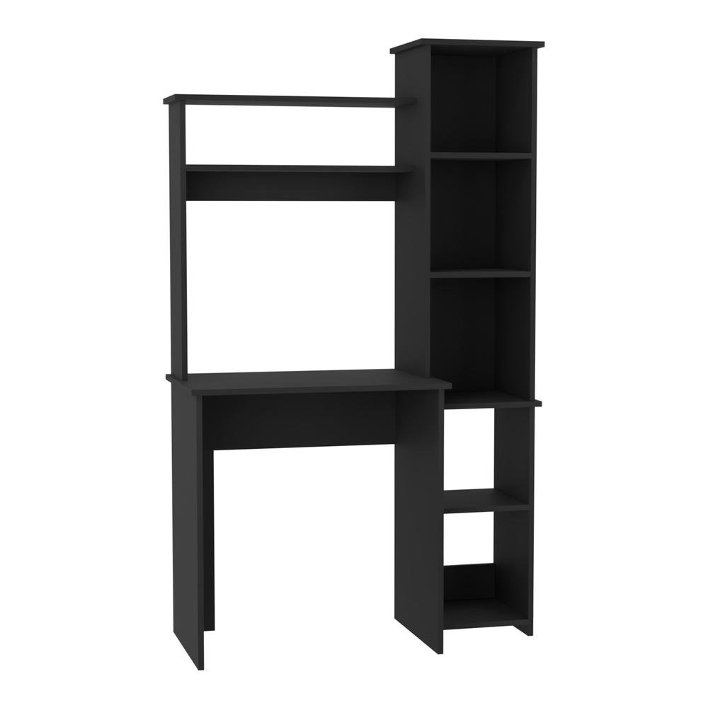 Detroit 2 Piece Office Set, Dozza Bookcase + Aramis Desk, Black