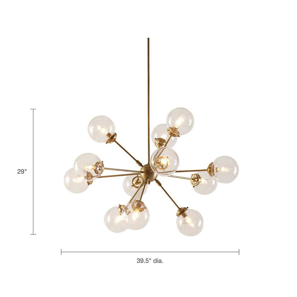 Paige Chandelier - Modern 12 Oversized Bulbs Antique Brass Chandelier