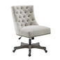 Della Office Chair - Stylish Gray Wash Wood Base, Antique Brass Nailheads