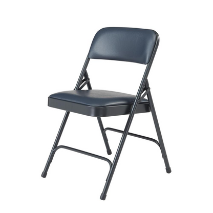 NPS® 1200 Series Premium Vinyl Upholstered Double Hinge Folding Chair, Dark Midnight Blue (Pack of 4)