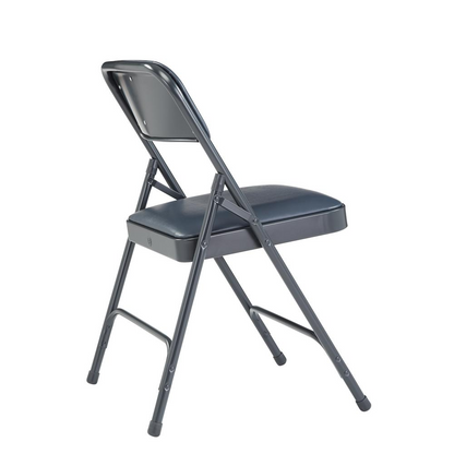 NPS® 1200 Series Premium Vinyl Upholstered Double Hinge Folding Chair, Dark Midnight Blue (Pack of 4)