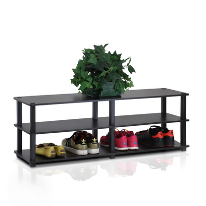 3-Tier Wide Shoe Rack, Espresso/Black - Neat & Organized Shoe Storage