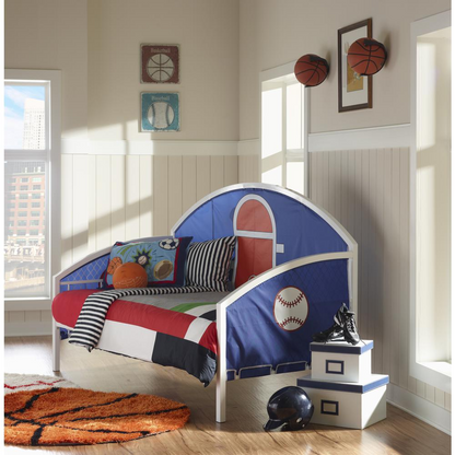 Big Game Daybed - Reversible Basketball and Baseball Theme | 100% Polyester Fabric | Heavy Gauge Powder Coated Tubular Steel Frame